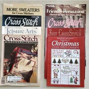 Vintage Cross Stitch Magazines Lot of 8-1982 1986 1987 1989 1991 2003